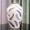 Vases American Light Luxury Ceramic Vase Decoration Creative Living Room Porch TV Cabinet Wine Flower Arrangement E