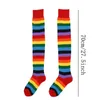 Donne calze adorabili poliestere sopra la calza arcobaleno arcobaleno colorate calze a strisce lunghe alte