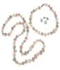 Handgjorda naturliga vackra mångfärgade 78 mm barock sötvatten pärlhalsband armband och örhängen smycken set mode jud811050550