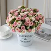 Fleurs décoratives couronnes 15 têtes 5 fourchette de soie rose pour mariage bouquet de mariée de Noël en couronne de Noël décoration maison bonsai brick