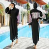 Femme de maillots de bain musulmane Femmes à manches longues MAISON ISLAMIQUE Suite de baignade Modest Robes Swimwear Plain With Hijab Wear 240419