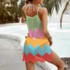Sexy tricote de maillot de bain Femmes de plage Bikini Bikini Robe Hollow Out Sans manches Couleur Couleur Slit Slit Beau