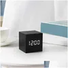 Skrivbordklockor Ny röstaktiverad elektronisk digital väckarklocka Kreativ led lat trädatum Temperatur Small Cube Art Drop D DHZM6