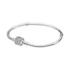 CZ Diamond Pave Barrel fermoir Bracelet Bracelet Femmes Authentiques Boîte de créateurs de mariage en argent sterling