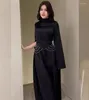 Casual Dresses 2024 Spring Long Sleeves Champagne Prom Vintage Court Style Satin Modest Arabic Mulism Evening Gowns Formal Party Dress