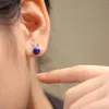 Boucles d'oreilles étalons Natural Gemstone 925 Sliver Earring Lapis Lazuli Earstud Bijoux pour les femmes