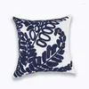 Oreiller Home Decorative Broidered Cover Bleu Floral Mandala Feuilles Wave Case Coton Square 45x45cm
