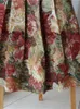 Kjolar woherb vintage a-line faldas mujer blommor tryck hög midja koreanska kvinnor ins uppblåsta eleganta chic saia jupe femme