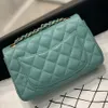 12A Mirror quality luxury bag Classic Designer Bag Ladies handbag genuine leather 20cm diamond grid mint green/grass green summer casual satchel Shoulder chain bag