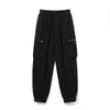 Men's Pants Fashionable oversized jogger mens cotton elastic waist pocket long tapered mens work clothes casual cargo pants blackL2405