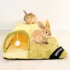 Bunny House Tunnel Hamster Nest Cute Bunny Tail Sleep Mat Plush Soft Nest Pad konijn Dragon Cat Dutch Pig Bed Warm Huis Pet 240510