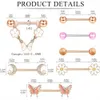 Nipple Rings Drperfect stainless steel Nipple ring female surgical steel butterfly daisy flower ball tongue barbell body perforation jewelry Y240510
