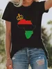Kvinnors t-shirt y2k kort slves t-shirt sommar afrikansk karta och kronkvinnor tryckt t-shirt sommar kort slved mode rund nacke topp y240509