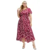 Plus -klänningar Plus -storlek Dot Print Kort SLVE Summer Casual Dresses For Women Y240510