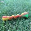 smoke Tools Horn Cigarette Holder Shape FDA Silicone & Glass Smoking Herb Pipe 20MM One Hitter Dugout Pipe Tobacco Cigarette Pipe Bong