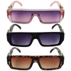 Sunglasses 2024 Small Frame Metal Leopard Head Square Women's Fashion One-piece Mirror Men's Glasses