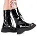 Stiefel Engelsabdruck Frauen Motorrad coole Punk Lady Lolita Schuhe Frau High Heels Pumps Schnürung 33-47 glänzendes Patentleder 298