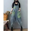 Le tute femminile Romper patchwork salti in denim per donne pantaloni a gamba in stile coreano pantaloni larghi