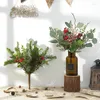 Fiori decorativi 35 cm Decorazione natalizia Pine cono Berries Bouquet Atmosfera Disposizione della scena per l'arredamento delle feste a casa