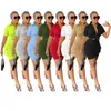 Popular Bandage Tracksuits Women Elegant Two -Piece Set Outfits Sexy Solid Color Shirt Sleeve Shirt and Shorts Matching Suits