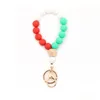 Party Favor Colorf Christmas Sile Bead Keychain Fashion Personalized Bracelet Key Ring For Women 5 Colors Drop Delivery Home Garden Fe Dhcs5