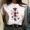 Koszulka damska Maycaur Summer Kobiety Geometria T-shirt Drukowane topy Harajuku 90S Vintage Białe koszulce Śliczne odzież graficzna żeńska swobodna t y240509
