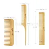 Peigne en bois de 6 pièces ensemble lames saines à palette de pagaye brosse à cheveux du cuir bambou coussin massage massage brosse capillaire proprimaire transport 240428