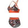 Women's Swimwear 2024 New Bikini Sexy Fresh Swimsuit Color Block Leopard Pattern Split Swimsuit for Women