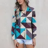 Blouses -shirts voor dames 3D Geometrische blokdrukknop Casual shirt met lange mouwen Fit 2024 Vrouwelijke kledingtop
