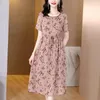 Feestjurken 2024 Zomer Luxe Chiffon Floral Casual Office Midi Dress Dames Vintage Elegant Evening Prom Holiday Boho Beach Maxi