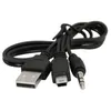 Alta qualidade preta USB2.0 Um homem a mini b masculino + 3,5 mm AUX AUX 1 a 2 CableAdapter CABELA CABELA CABE