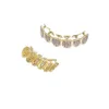 Hiphop Iced Out Rose Red 5A Zircon Teeth Grillz för unisex Rapper Mouth Gold Silver Cubic Zirconia Tooth Grills 6/6 Övre botten 240430