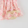 Girl Dresses 2/piece Summer Dress Bag Cartoon Small Flower Print Korean Version Cute Flying Sleeve