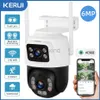 IP -Kameras Kerui Outdoor Wireless 6MP Dual Objektiv WiFi IP -Kamera Home Sicherheit CCTV Video Überwachung Menschlicher Körpererkennung Dual Screen ICSEE D240510