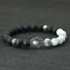 Bracelets de charme Nouveaux hommes bracelet Bracelet classique Fatima braclet naturel volcanique roche braslet méditation tibétaine brazalete braste