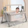 Baby Cribs Baby Bed Rocking Bed Baby Crib Electric Cradle Portable Foldbar Crib Travel Crib Nyfödd baby Smart Coax Baby Sleeping Basket T240509