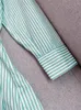 Casual Dresses Evening Party for Women's Shirt Dress 2024 Summer Mint Mambo Green Stripe Kjol Elegant Small and Fresh