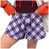 Frauenshorts Sommer Einfacher süßes weiches Plaid -Druckhosen Knopf Vorderer Elastizität High Taille Lose Pyjama Frauen Baumwolle Amlowd