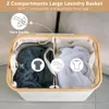 Iegrow 150L tvättkorg med locket stort hamnar bambuhandtag Hollfällbara smutsiga kläder arrangör 240510