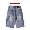 Bijgesneden broek blauwe shorts zevenpunt jeans voor mannen gewassen mannen Jean shorts elastisch en trendy losse en casual ademende plus size broek 30-46