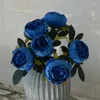 Dekorativa blommor konstgjorda pionbukett vardagsrumsdekor Dekor Fake Silk Simulation Bud Heart Champagne Peonies Flower Study Decoration