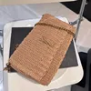 Designerväska kedja vävd axelväska för kvinnor i reffia handväska liten fyrkantig väska handvävd sommar baguette påse crossbody väska på väska sand semester