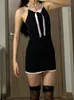 Основные повседневные платья Taruxy кружевное платье сплайсинга для женщин Bondage Black Bodycon платья женская вечеринка элегантное вечернее платье Ladies Y240509