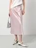 Skirts High Waisted Satin Long For Women Spring/Summer 2024 Women's Skirt A-line Fashion Elegant Slim Fit Grey Black