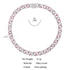 Bling Różowy łańcuch kubański krystaliczny litera kursywna kubańska naszyjnik dla kobiet 13 mm Miami Cuban Link łańcuch alfabetu Naszyjniki biżuterii 240508