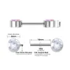 Anneaux de mamelon 2pcs Bijoux de piercing de mamelon de zircone cubique 316L Anneaux de mamelon en acier inoxydable Harbell Crystal Ball Piercing Shield 14G Y240510