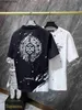 CHRME Heart High End Designer Ubrania na wiosnę/lato wiosna/lato srebrny podkowy cross sanskryt krótkie rękawowe koszulka z oryginalnymi etykietami 1: 1