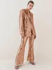 Tweedelige broek sets voor dames sexy gouden pailletten v-neck met lange mouwen blazer jas flare pakken feestavond outfits