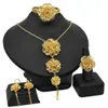 Luxe handgemaakte bloem Dubai Afrikaanse goud gevulde sieradensets mode sieraden vrouwen bruidsmeisje cadeau5931470