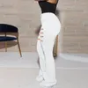 Jeans feminino Hole White Mulheres altas da cintura alta calças casuais